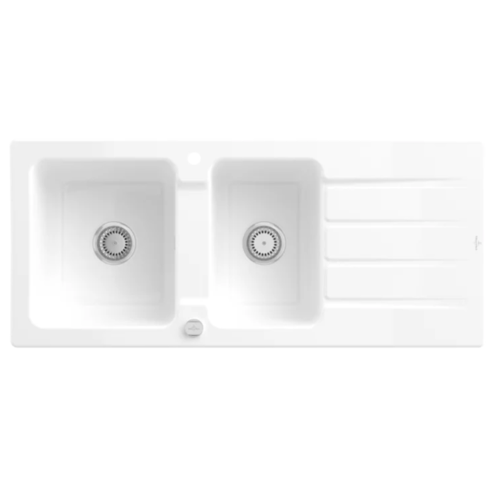 Keramický dřez Villeroy & Boch Architectura 80, White Alpin, Excentr ano