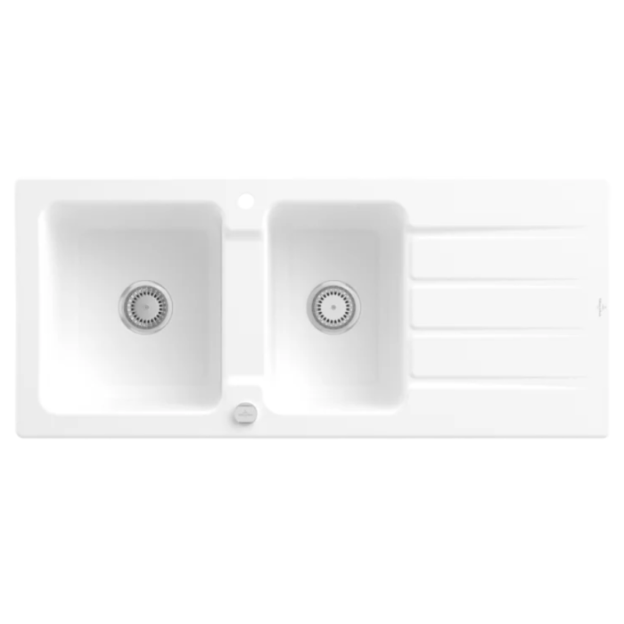 Keramický dřez Villeroy & Boch Architectura 80, Stone white, Excentr ano