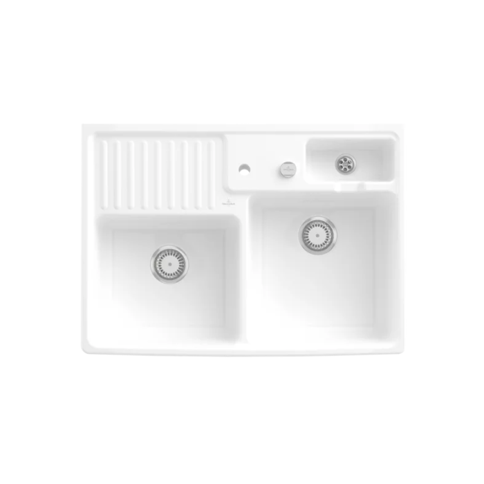 Modulový dřez Villeroy & Boch Double-bowl sink 90 cm, White Alpin, Excentr ano