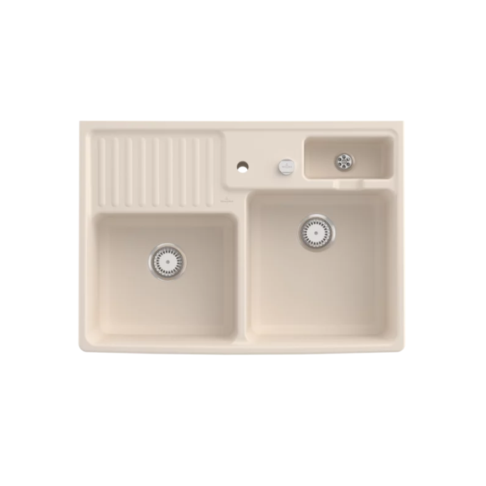 Modulový dřez Villeroy & Boch Double-bowl sink 90 cm, Ivory, Excentr ano