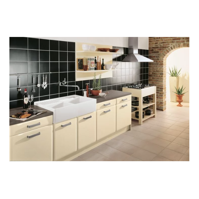 Modulový dřez Villeroy & Boch Double-bowl sink 90 cm, White Alpin, Excentr ne