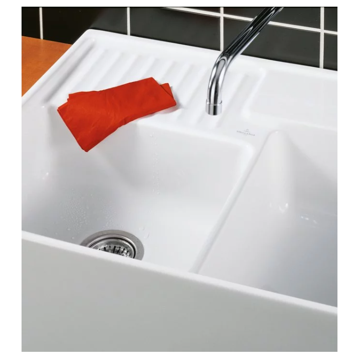 Modulový dřez Villeroy & Boch Double-bowl sink 90 cm, White Alpin, Excentr ne