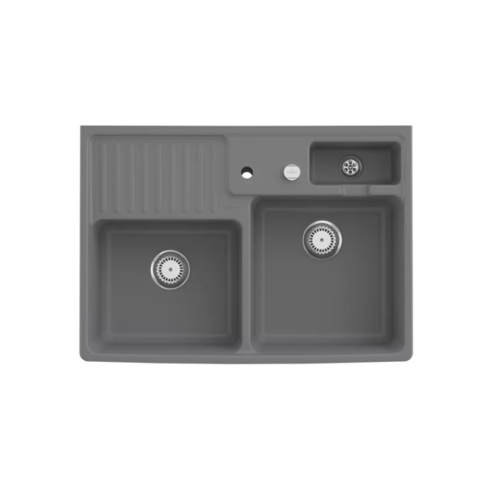 Modulový dřez Villeroy & Boch Double-bowl sink 90 cm, Stone, Excentr ano