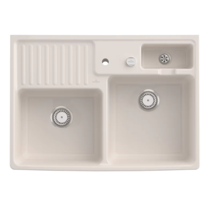 Modulový dřez Villeroy & Boch Double-bowl sink 90 cm, Cream, Excentr ano