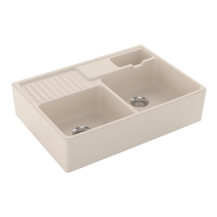 Modulový dřez Villeroy & Boch Double-bowl sink 90 cm, Ivory, Excentr ne