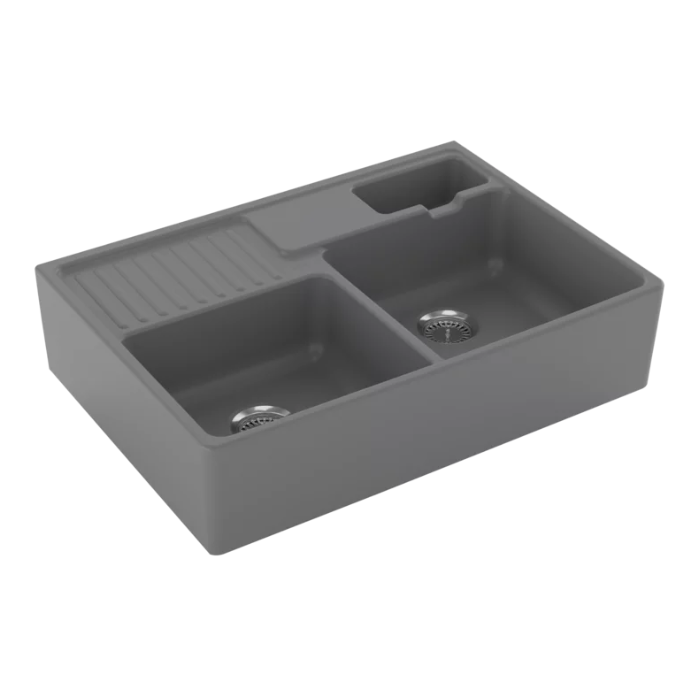 Modulový dřez Villeroy & Boch Double-bowl sink 90 cm, Stone, Excentr ne