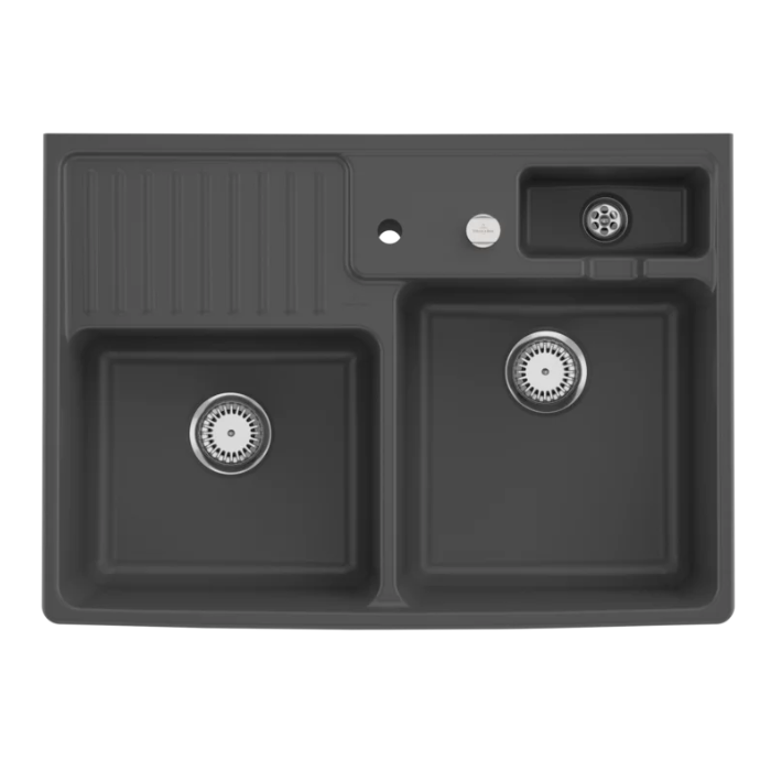 Modulový dřez Villeroy & Boch Double-bowl sink 90 cm, Grafit, Excentr ano