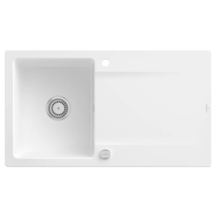 Keramický dřez Villeroy & Boch Siluet 50, Stone white, Excentr ano