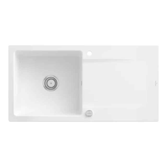 Keramický dřez Villeroy & Boch Siluet 60, White Alpin, Excentr ano