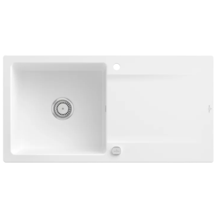 Keramický dřez Villeroy & Boch Siluet 60, Stone white, Excentr ano