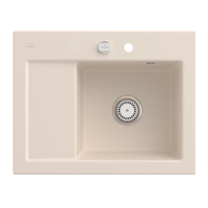 Keramický dřez Villeroy & Boch Subway 45 Compact, Ivory, Dřez vpravo, Excentr ano