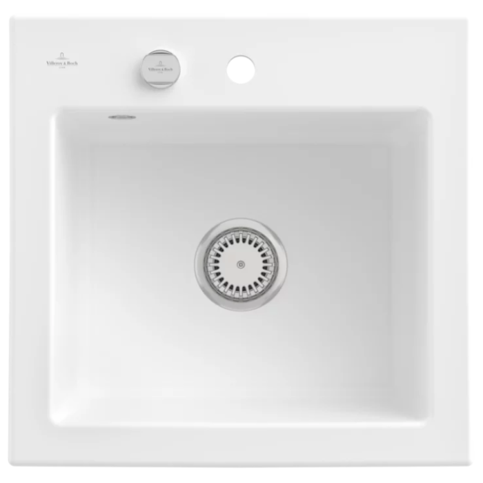 Keramický dřez Villeroy & Boch Subway 50 S, Stone white, Excentr ano