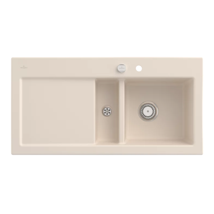 Keramický dřez Villeroy & Boch Subway 60, Ivory, Dřez vpravo, Excentr ano