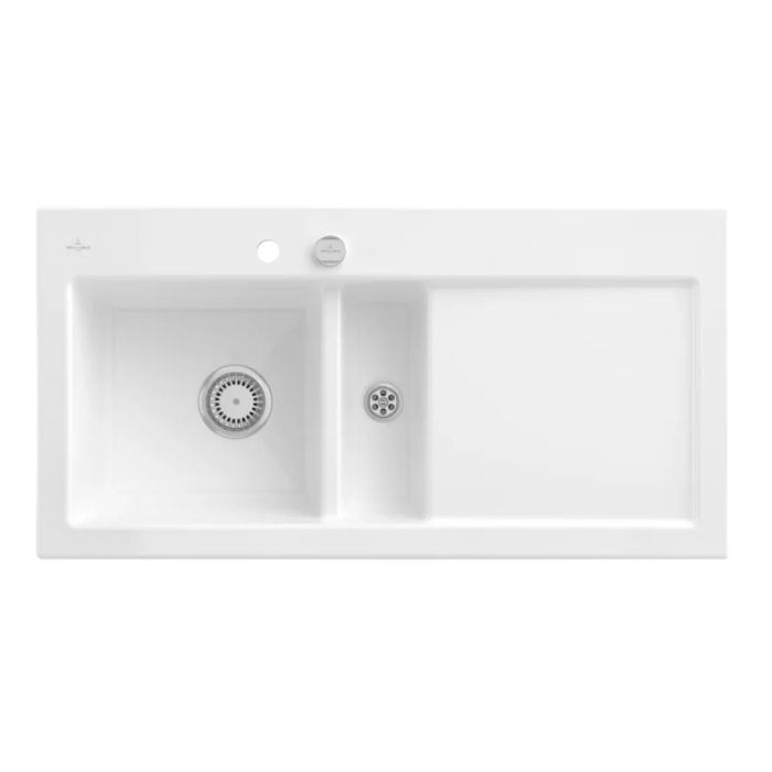 Keramický dřez Villeroy & Boch Subway 60, White Alpin, Dřez vlevo, Excentr ano
