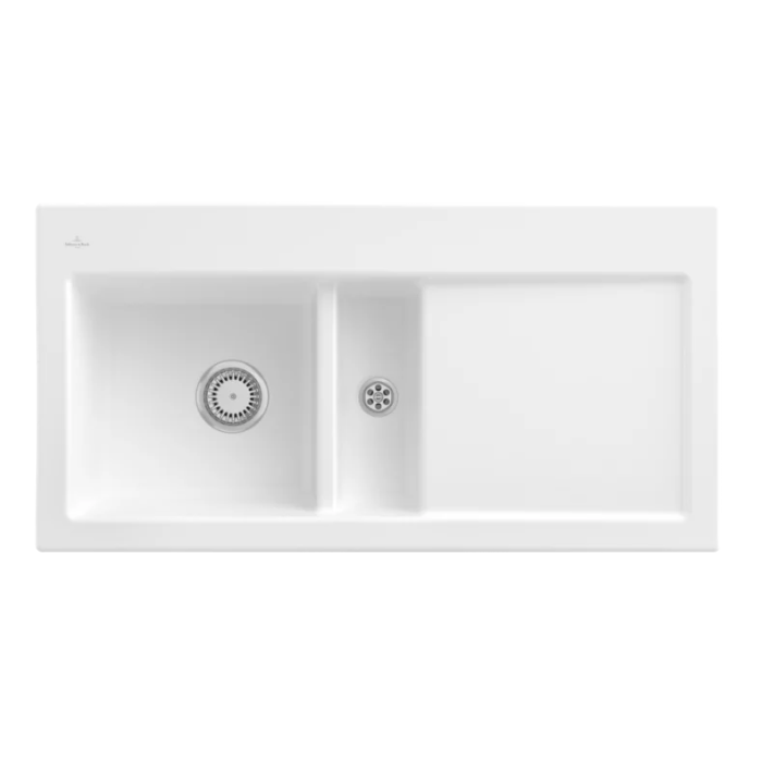 Keramický dřez Villeroy & Boch Subway 60, Stone white, Dřez vlevo, Excentr ne