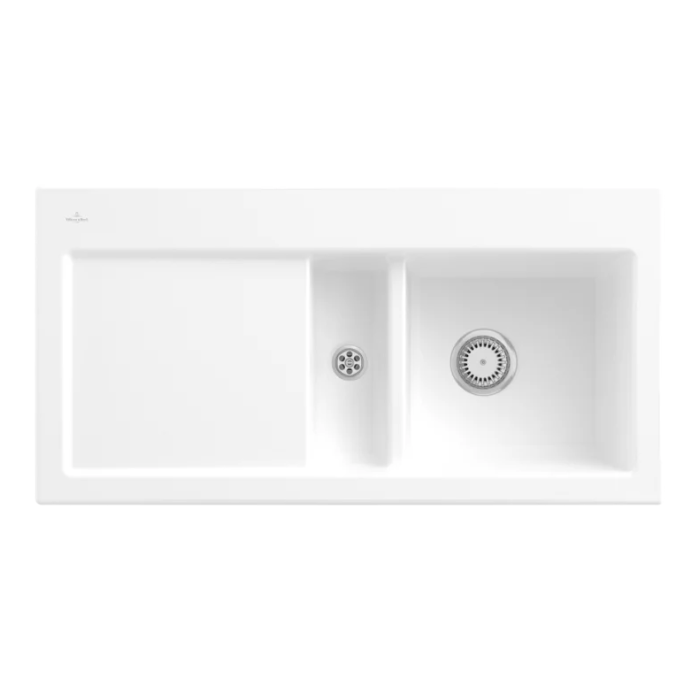 Keramický dřez Villeroy & Boch Subway 60, Stone white, dřez vpravo, Excentr ne
