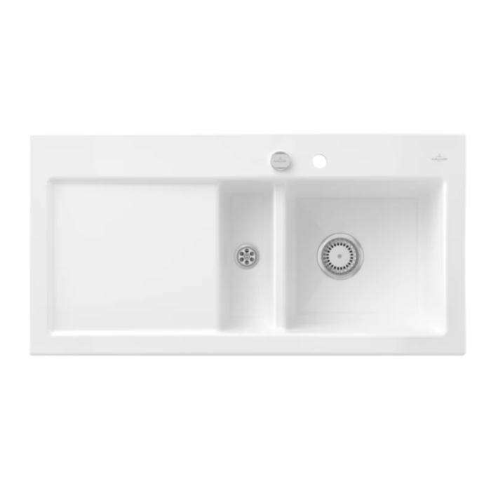Keramický dřez Villeroy & Boch Subway 60, White Alpin, dřez vpravo, Excentr ano