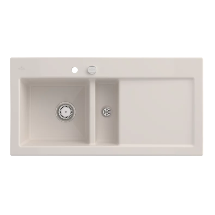 Keramický dřez Villeroy & Boch Subway 60, Cream, Dřez vlevo, Excentr ano