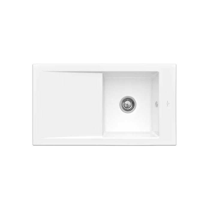 Keramický dřez Villeroy & Boch Timeline 50, White Alpin, Excentr ne