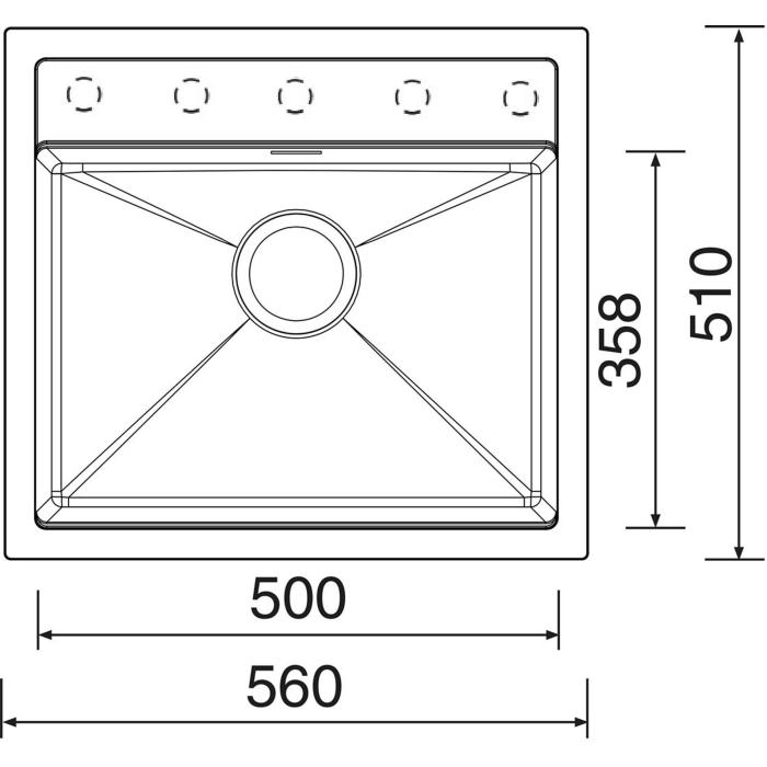 Granitový dřez Sinks Solo 560 ACRSO56051026, Pureblack