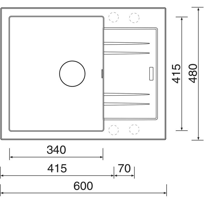 Granitový dřez Sinks Linea 600 SIGLI600480N30, Grandblack