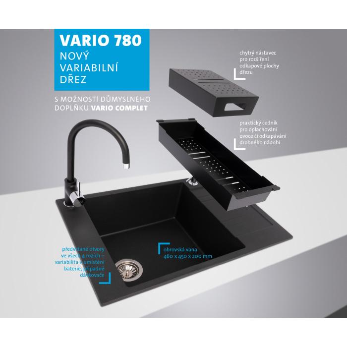 Granitový dřez Sinks Vario 780 SIGVA78050030, Granblack