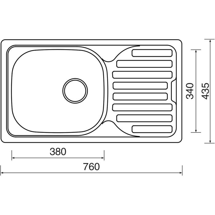 Dřez nerez Sinks Classic 760 0,5mm matný STSCLM7604355, Velikost sifonu 1 ½” STSCLM7604355M