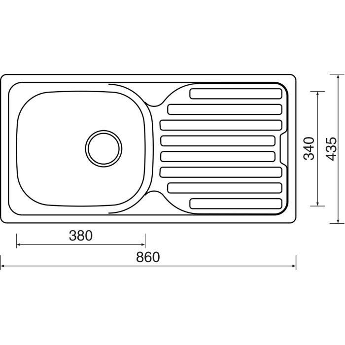 Nerezový dřez Sinks Classic 860 V 0,5 mm, matný STSCLM8604355V