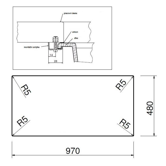 Granitový dřez Sinks Amanda 990 TLAM99050074, Metalblack