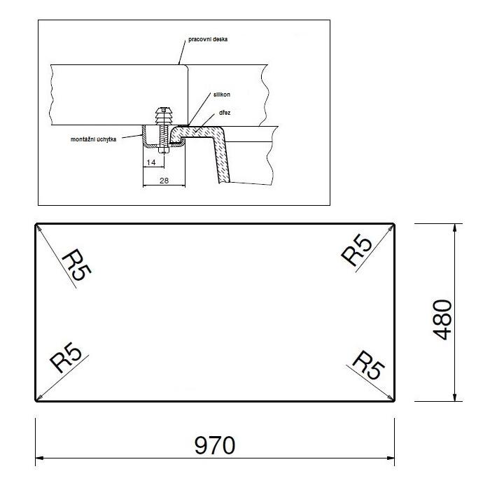 Granitový dřez Sinks Amanda 990 TLAM990500N6, NANO Nanoblack