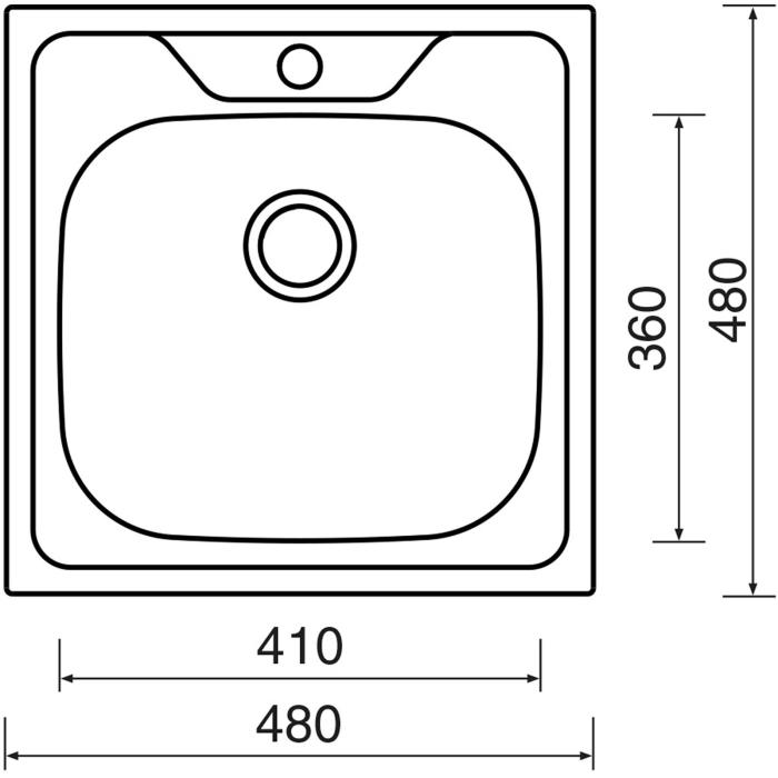 Nerezový dřez Sinks Classic 480 V 0,5 mm, matný STSCLM4804805V